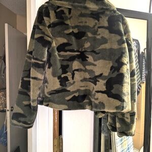 Camo faux fur jacket